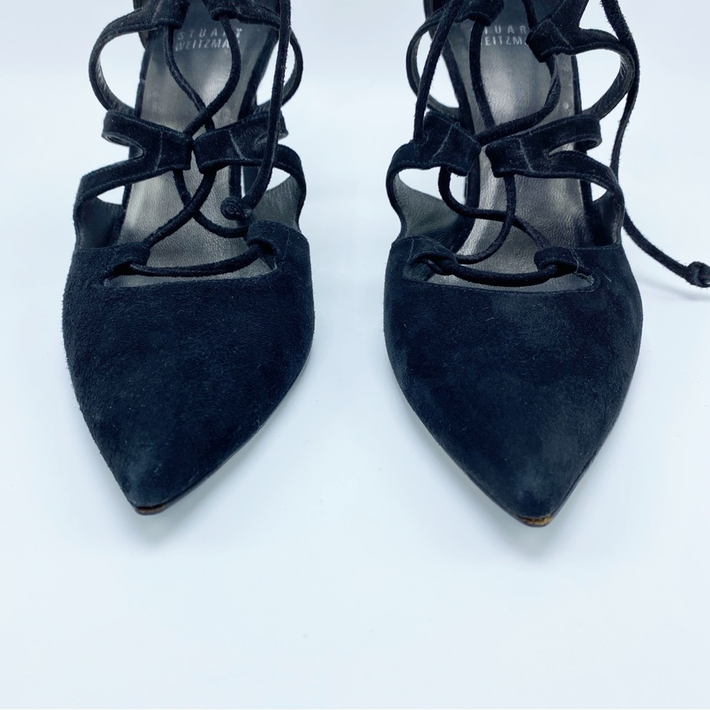 Stuart Weiztman Size 6.5 Black Suede Lace Up Heel… - image 8